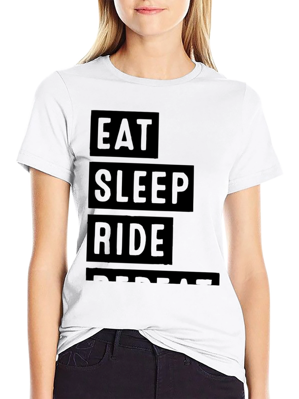 Eat Sleep Ride Repeat Black Graphic Tee