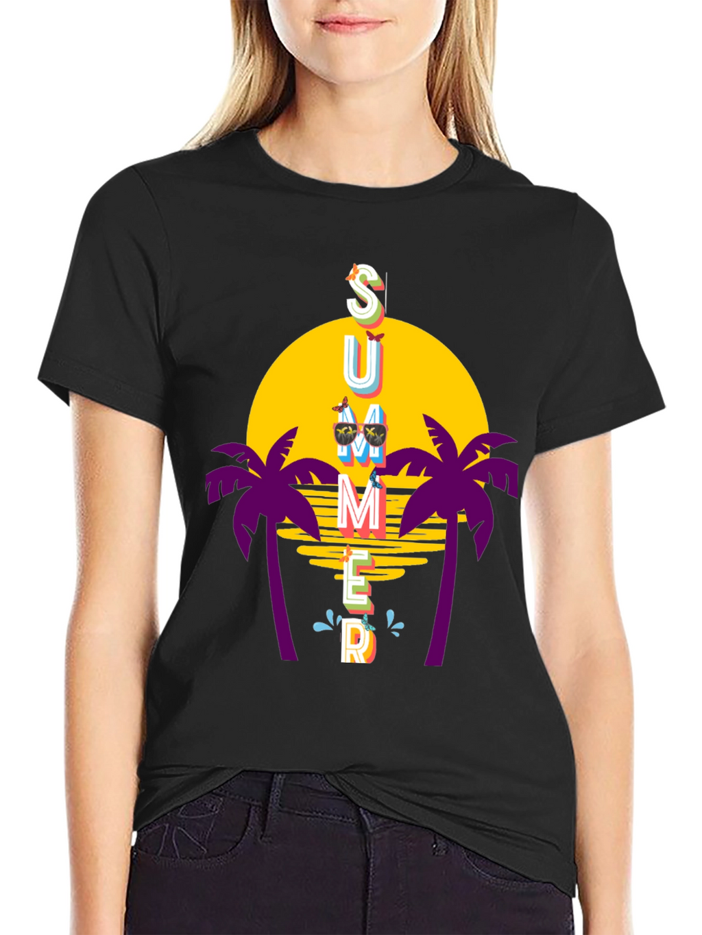 Summer Vibes T-Shirt - Palm Trees Sunset Graphic Tee