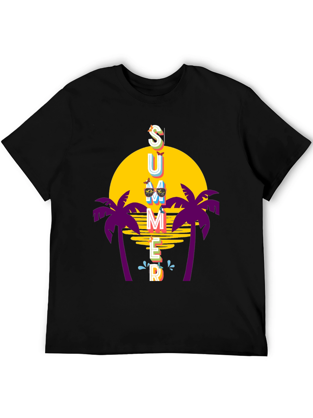 Summer Vibes T-Shirt - Palm Trees Sunset Graphic Tee