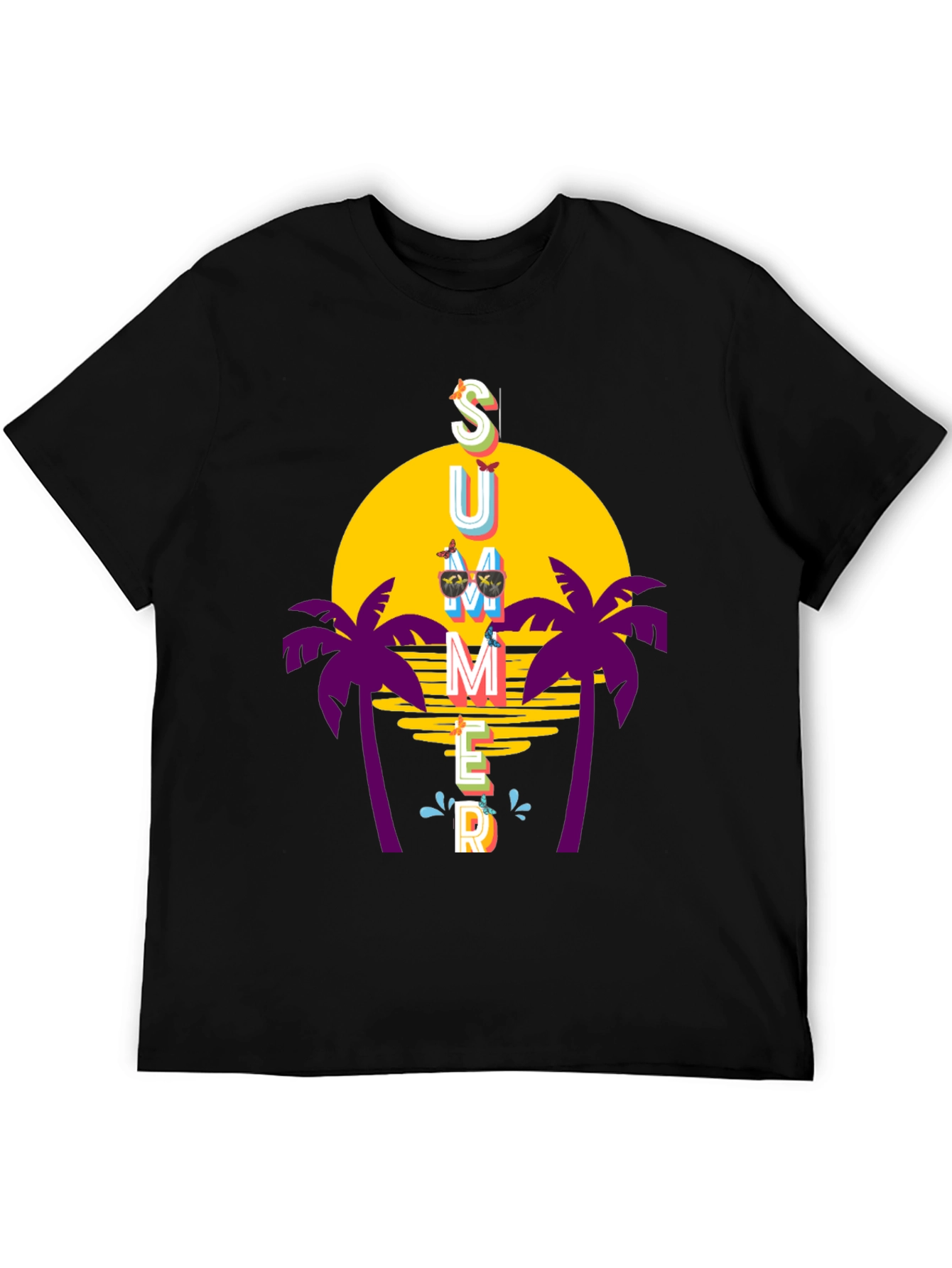 Summer Vibes T-Shirt - Palm Trees Sunset Graphic Tee