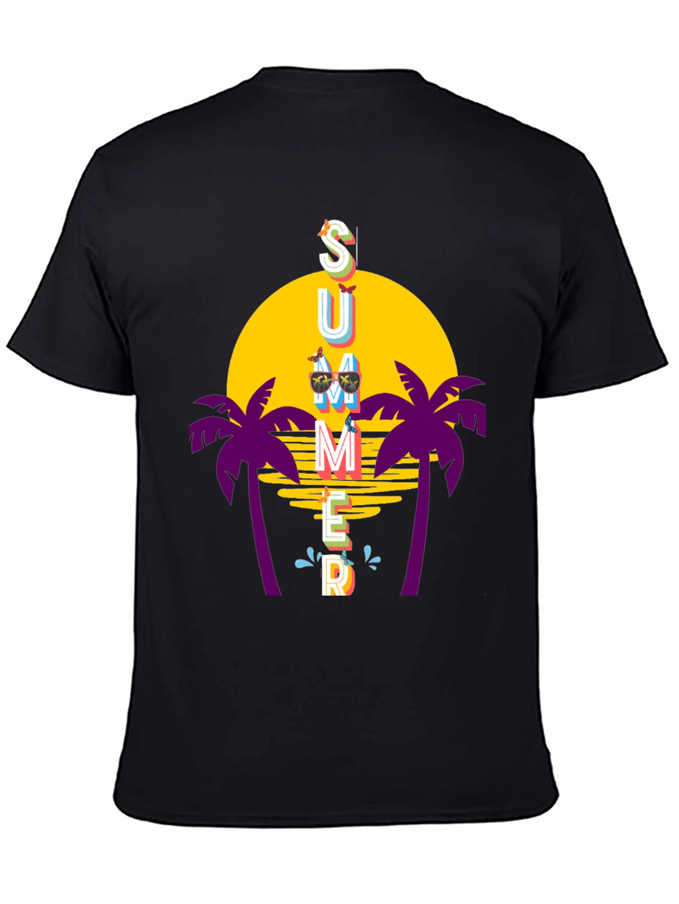 Summer Vibes T-Shirt - Palm Trees Sunset Graphic Tee