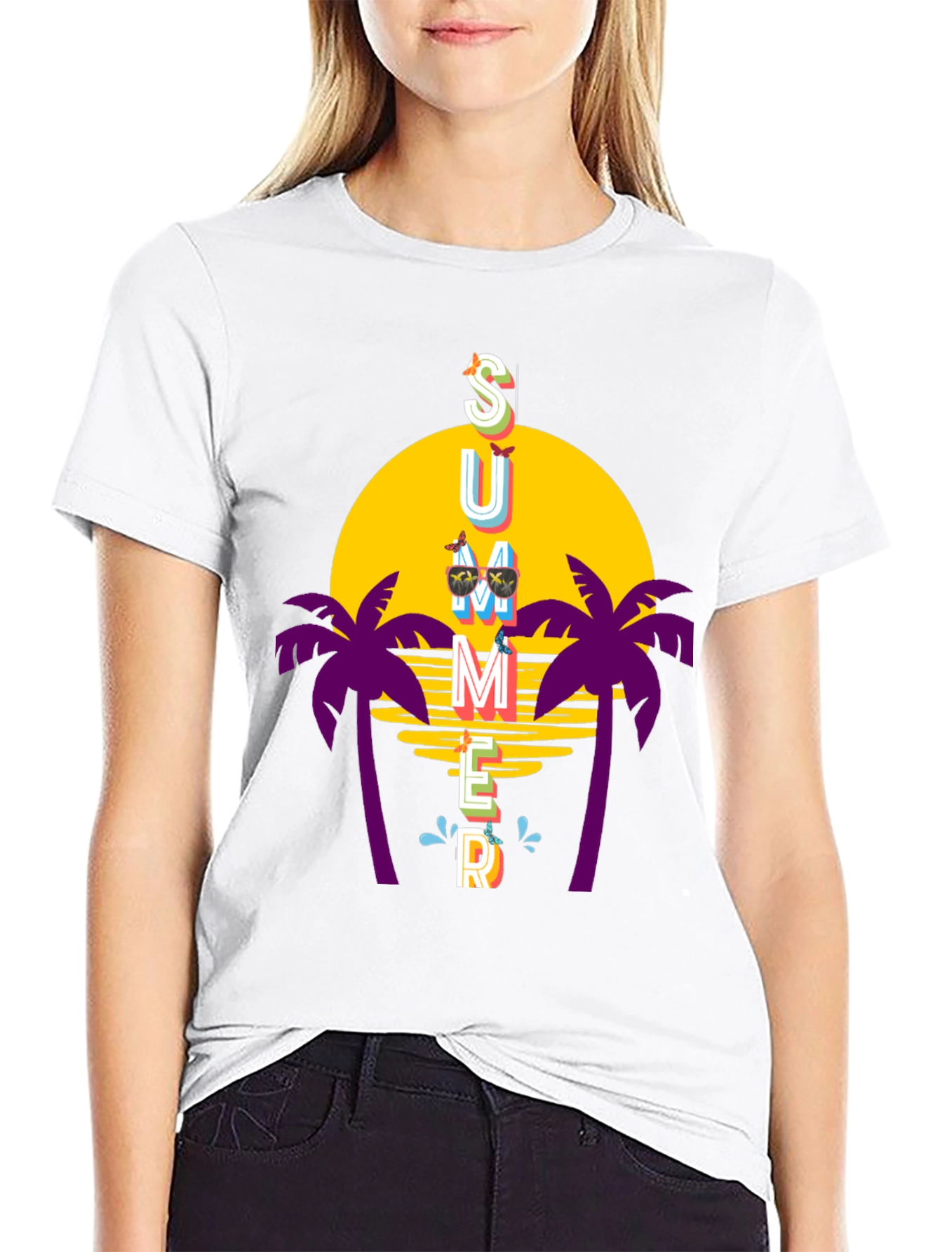 Summer Vibes T-Shirt - Palm Trees Sunset Graphic Tee