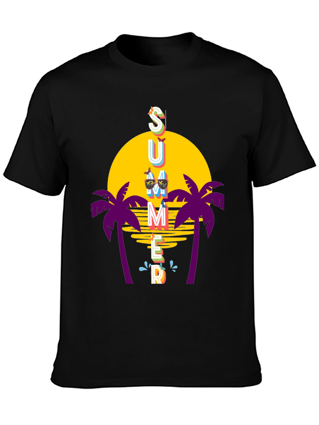 Summer Vibes T-Shirt - Palm Trees Sunset Graphic Tee