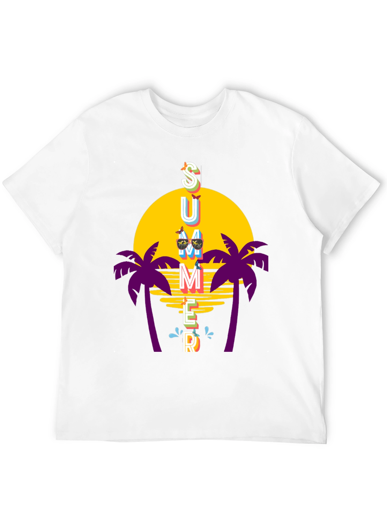 Summer Vibes T-Shirt - Palm Trees Sunset Graphic Tee