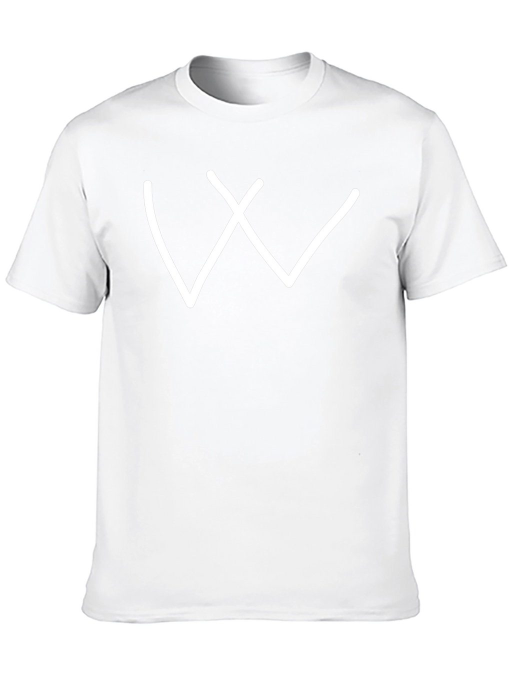 Simple White Letter W Graphic Black Tee