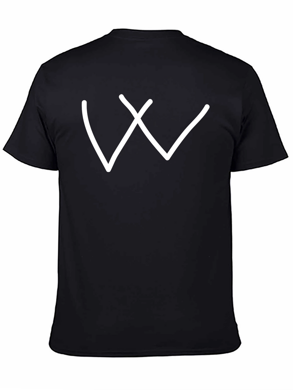 Simple White Letter W Graphic Black Tee