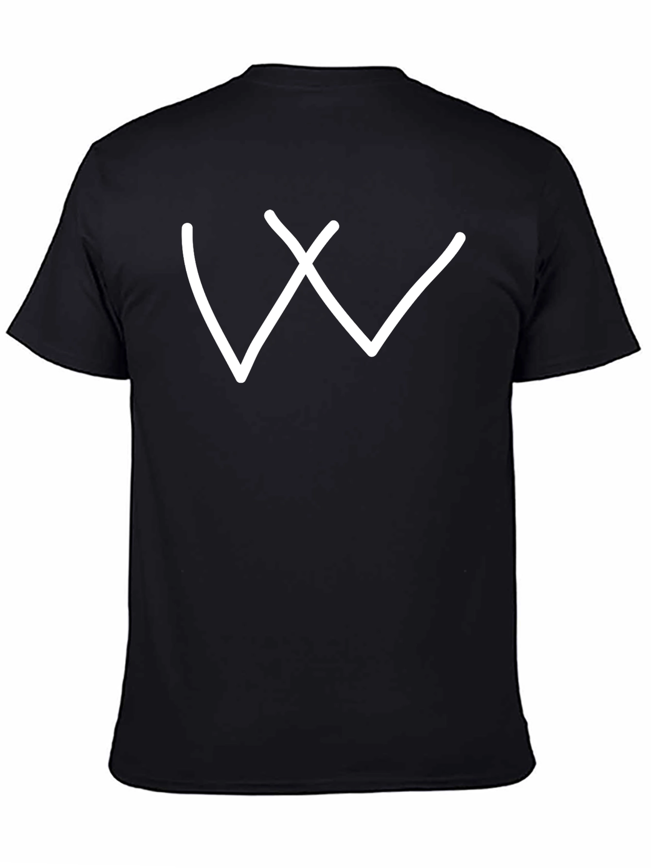 Simple White Letter W Graphic Black Tee