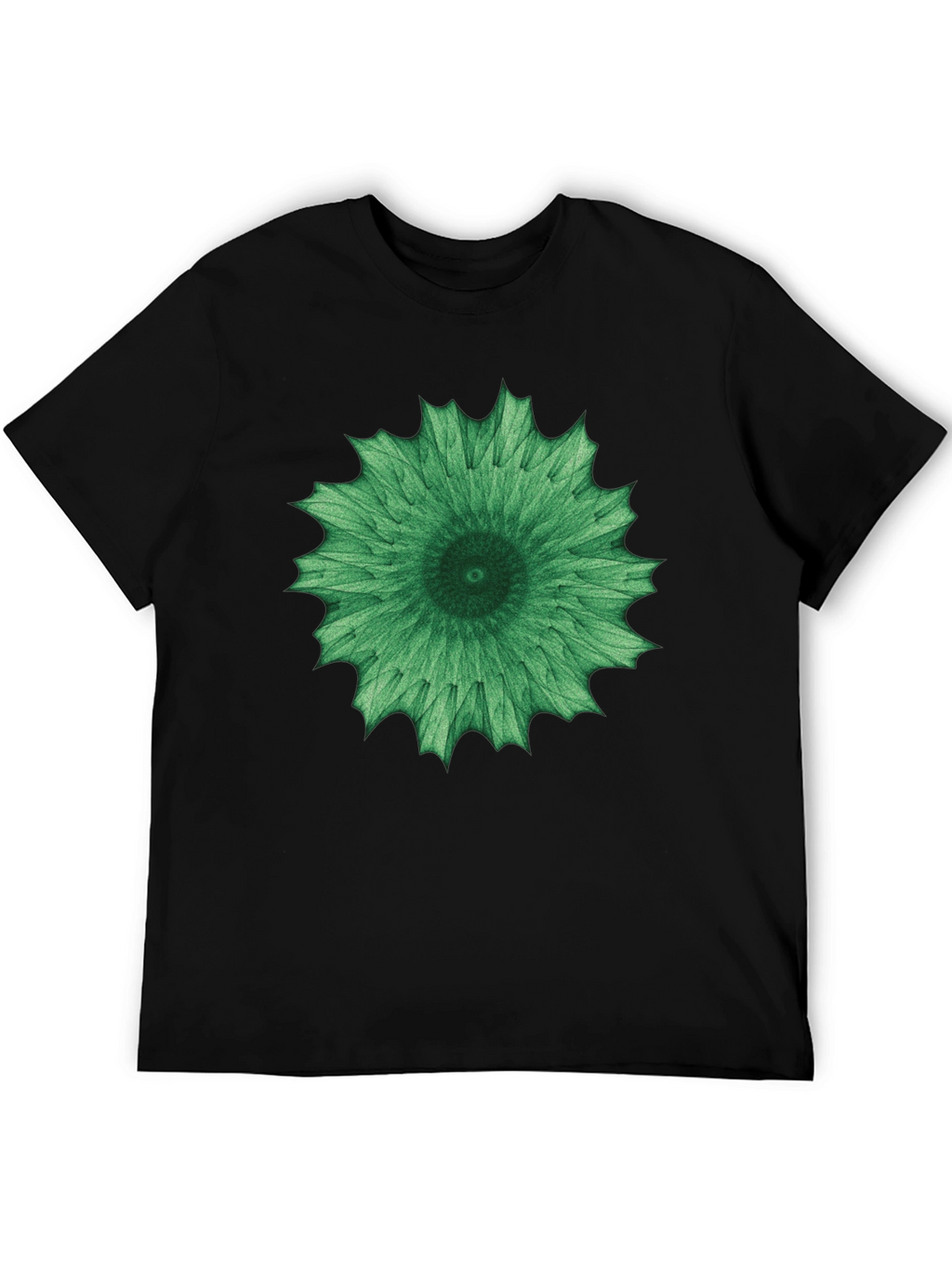 Green Mandala Graphic Black Tee - Unisex