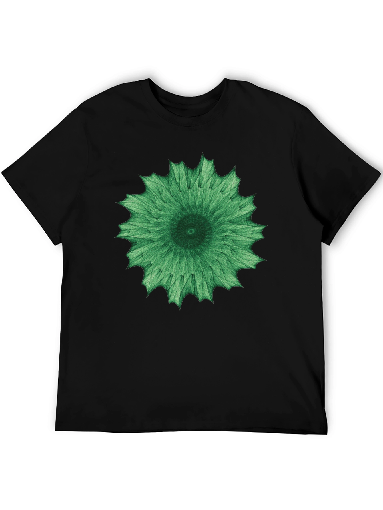 Green Mandala Graphic Black Tee - Unisex