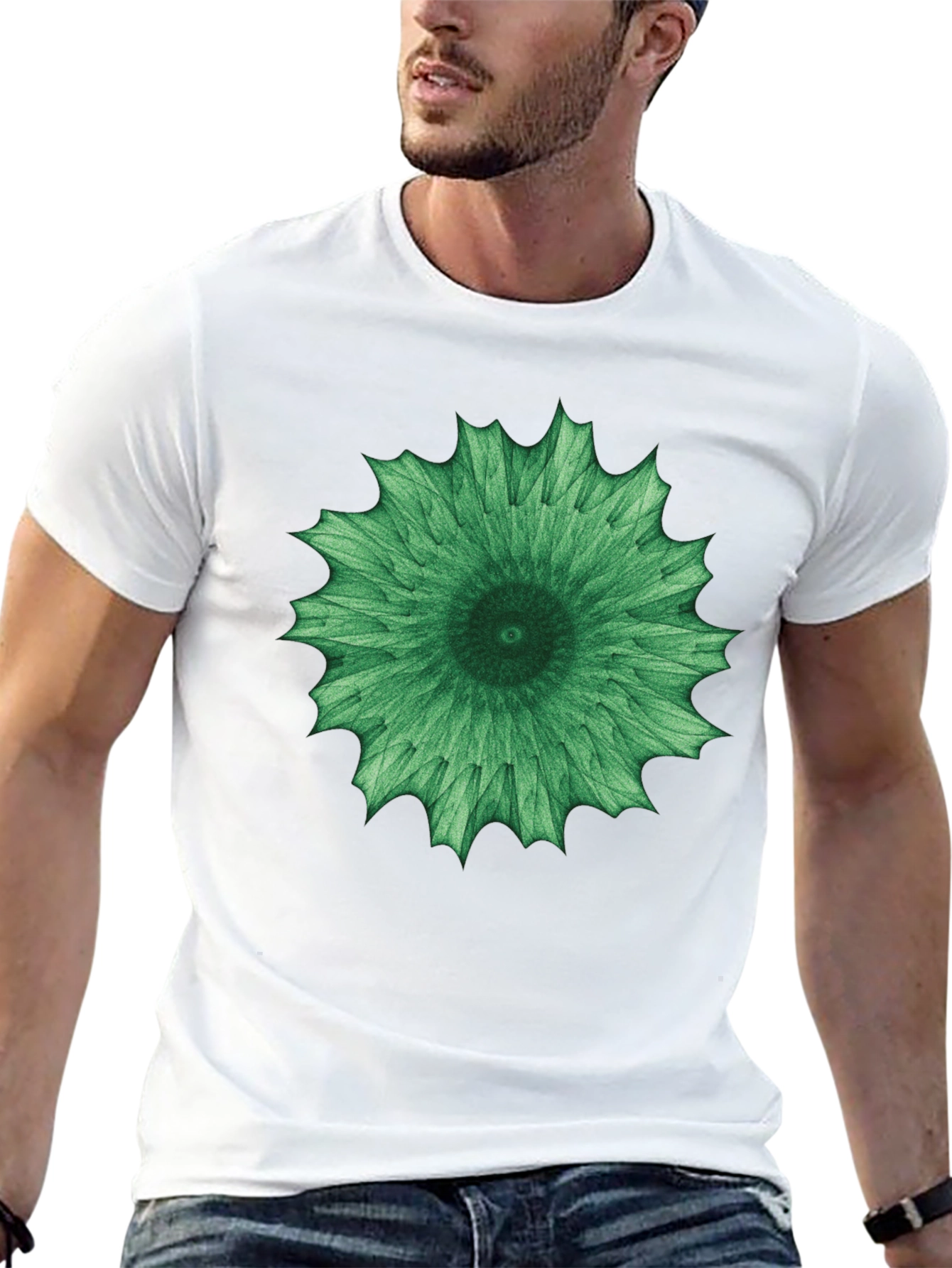 Green Mandala Graphic Black Tee - Unisex