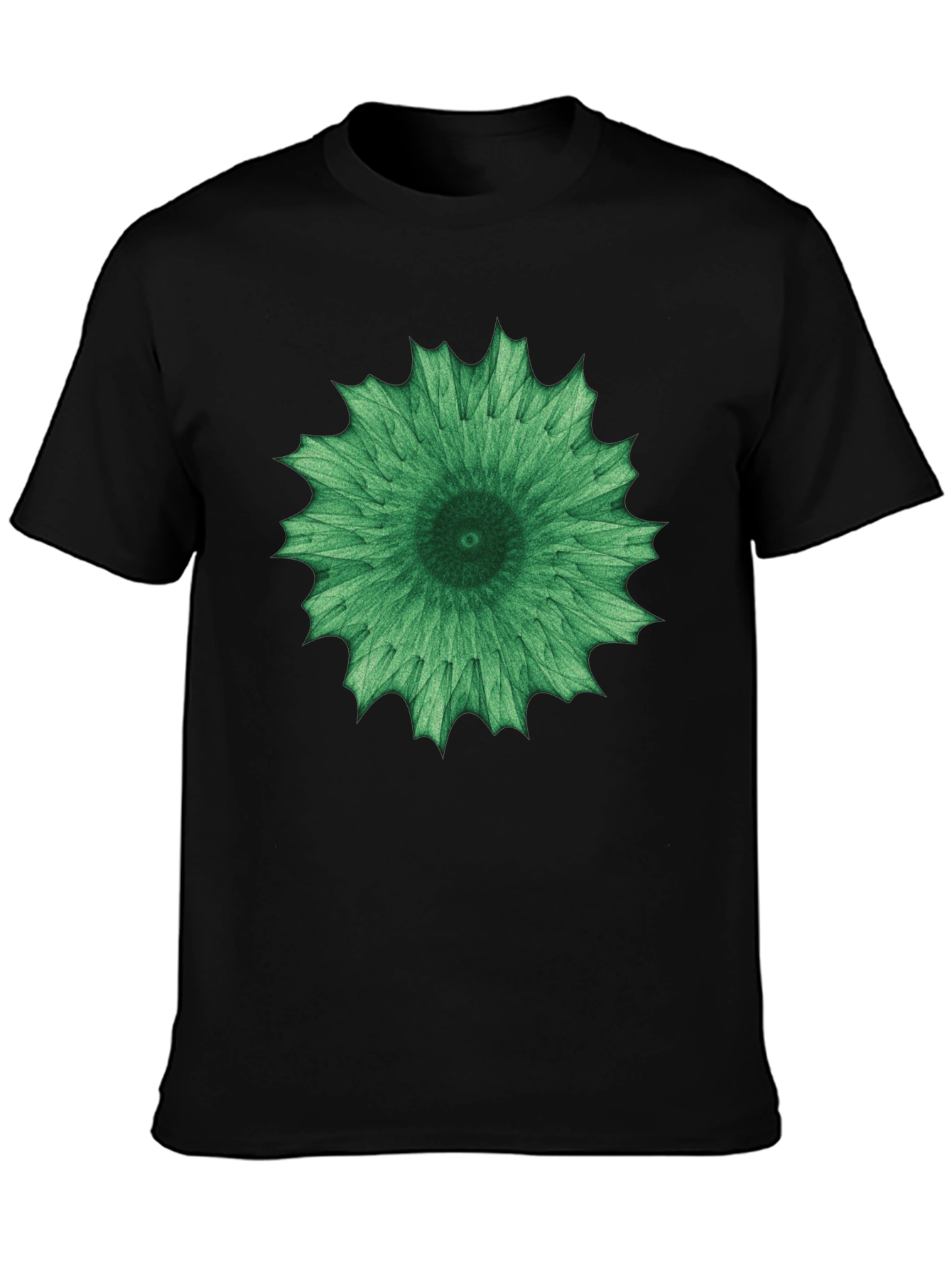Green Mandala Graphic Black Tee - Unisex