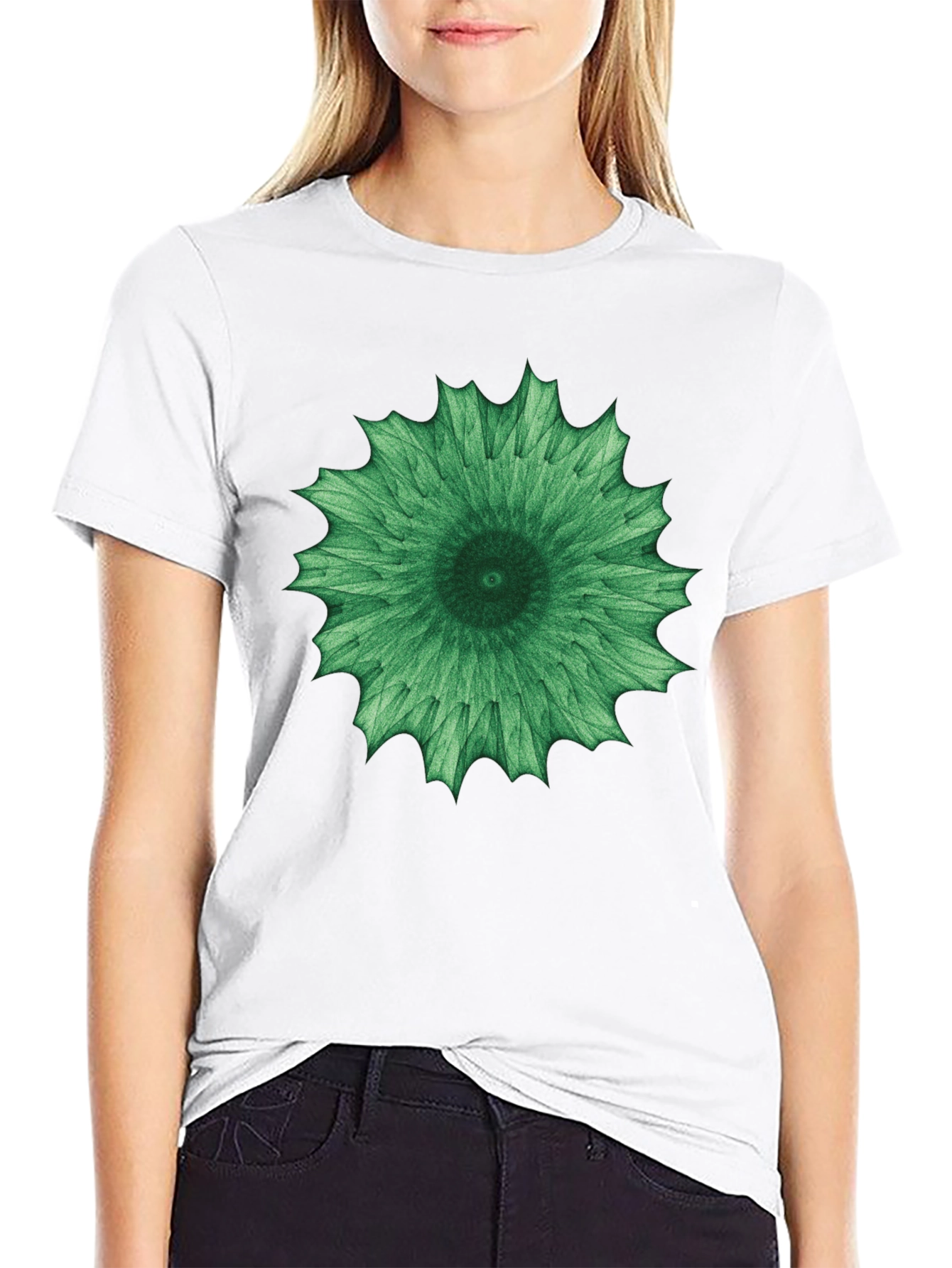 Green Mandala Graphic Black Tee - Unisex
