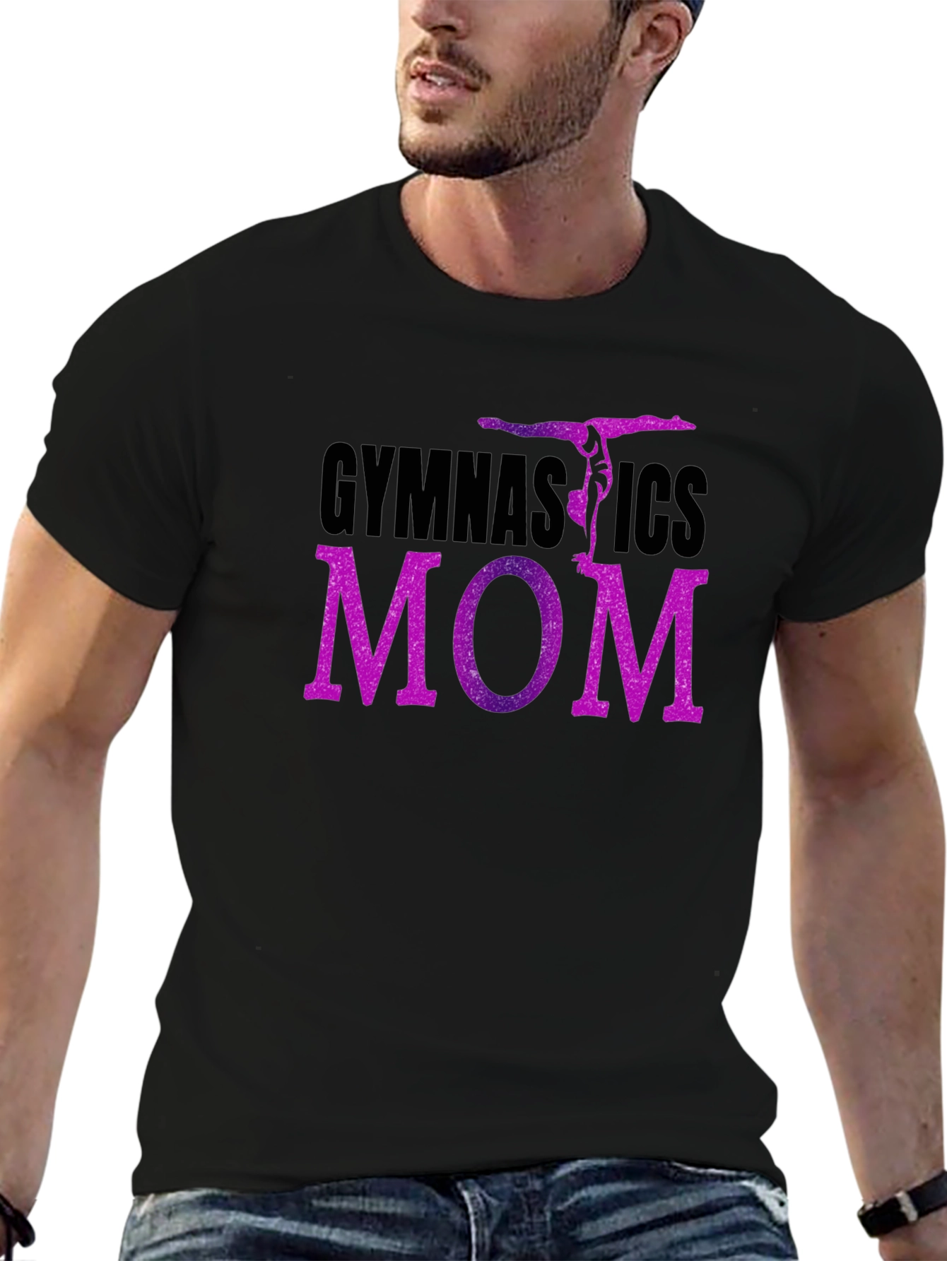 Gymnastics Mom T-Shirt - Purple Glitter Design