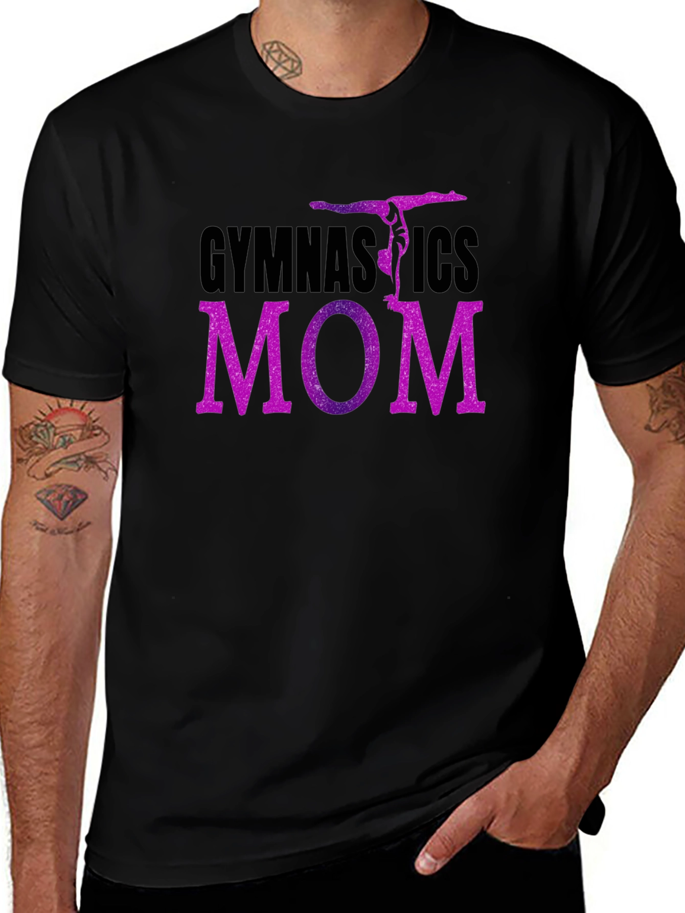Gymnastics Mom T-Shirt - Purple Glitter Design