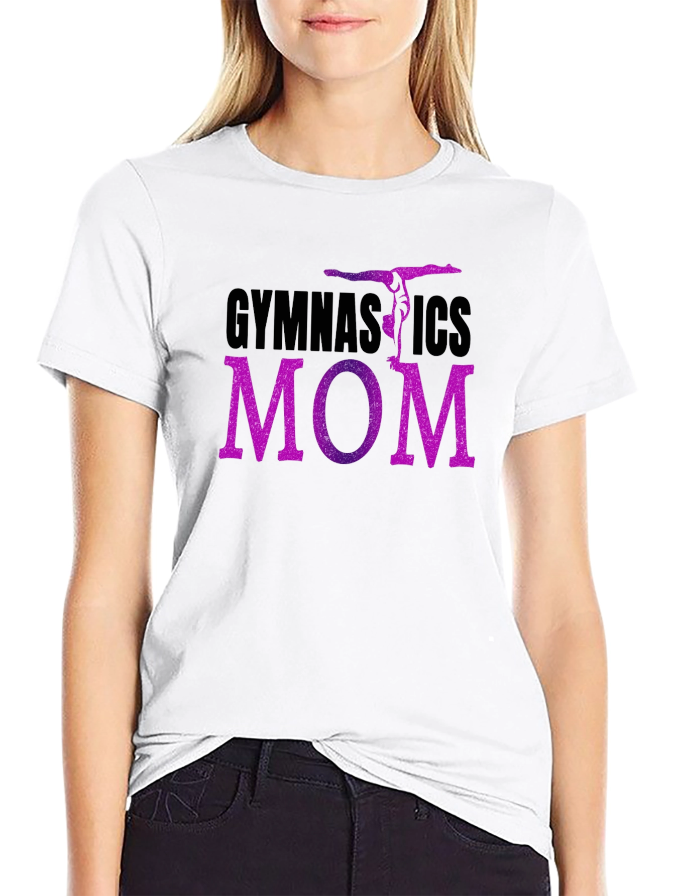 Gymnastics Mom T-Shirt - Purple Glitter Design