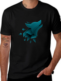 Geometric Wolf Graphic Tee - Black