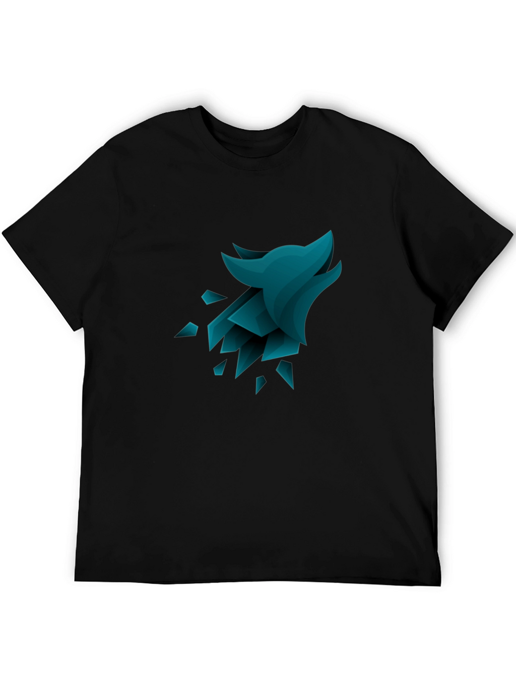 Geometric Wolf Graphic Tee - Black