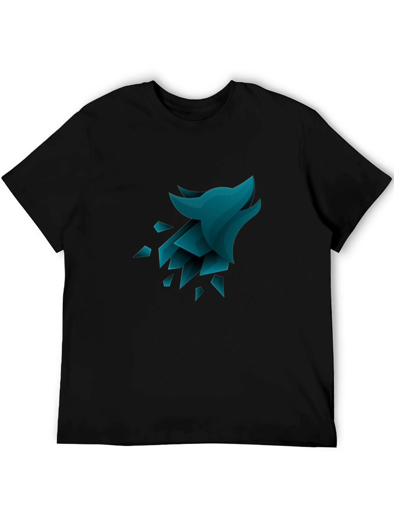 Geometric Wolf Graphic Tee - Black