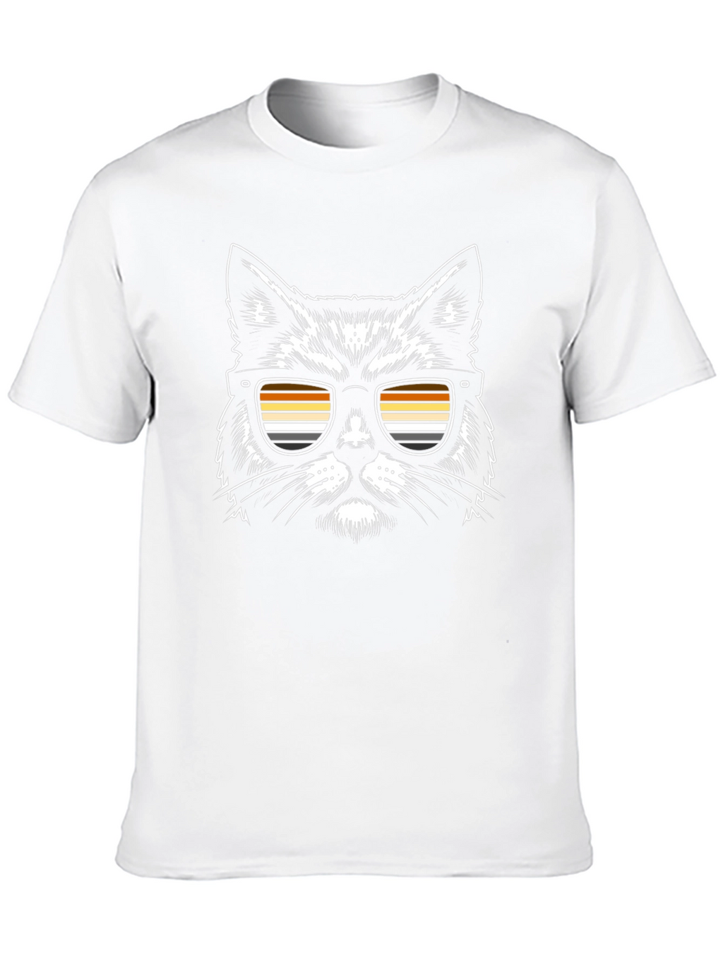 Cool Cat T-Shirt - Retro Striped Sunglasses