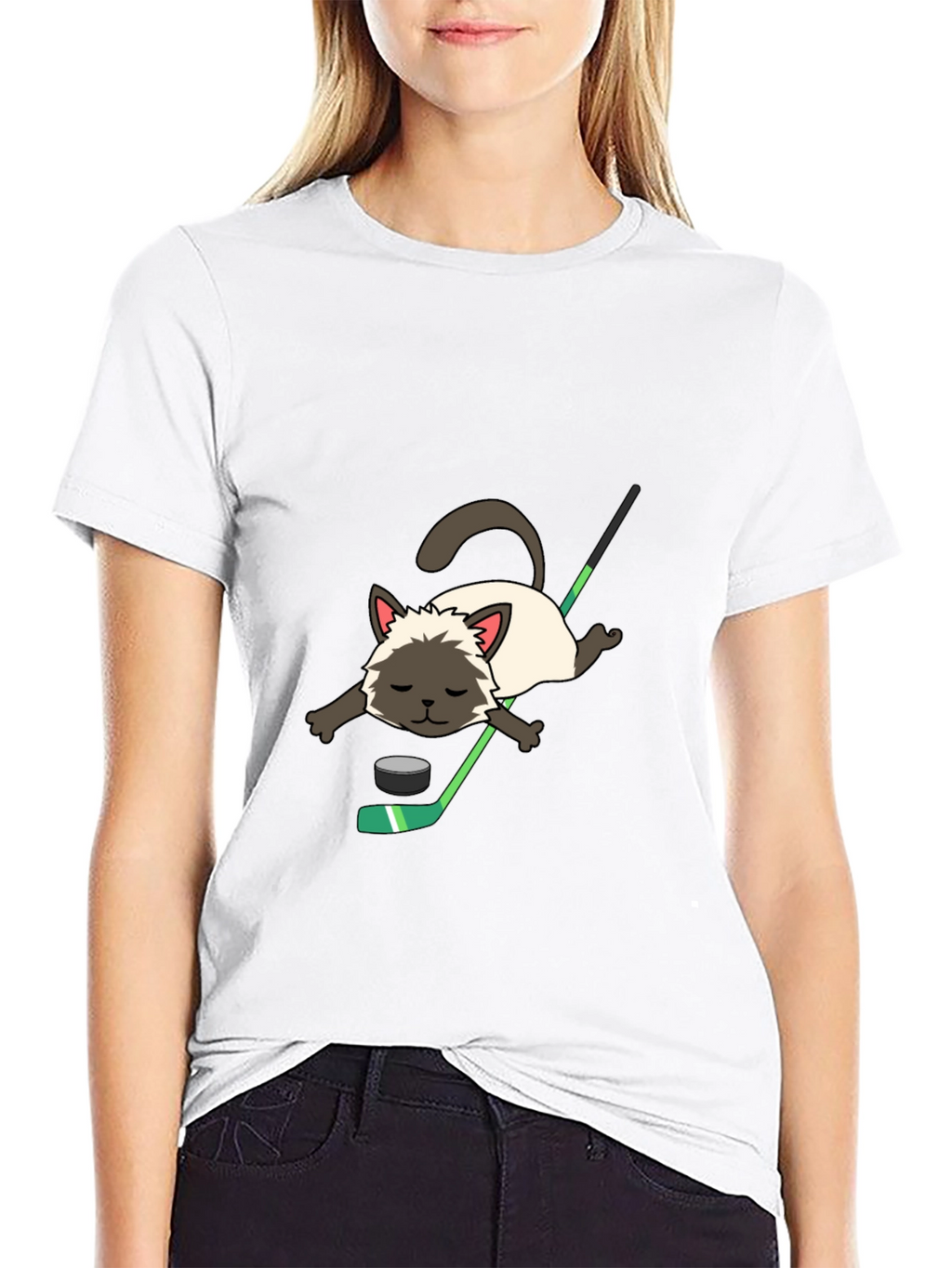Cat Hockey T-Shirt - Novelty Graphic Tee