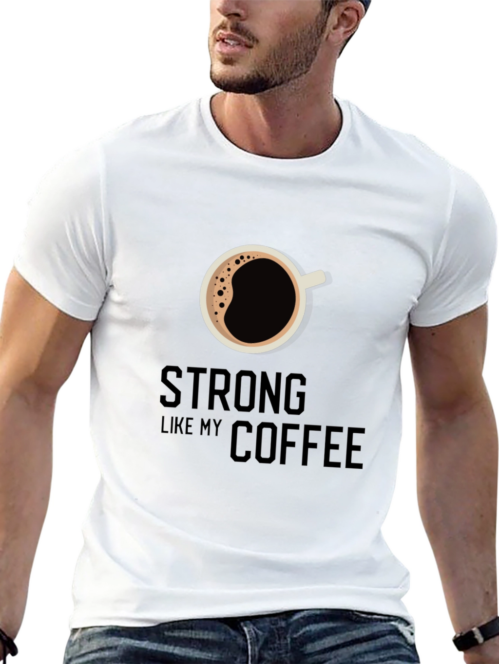 Strong Coffee T-Shirt - Black Casual Tee