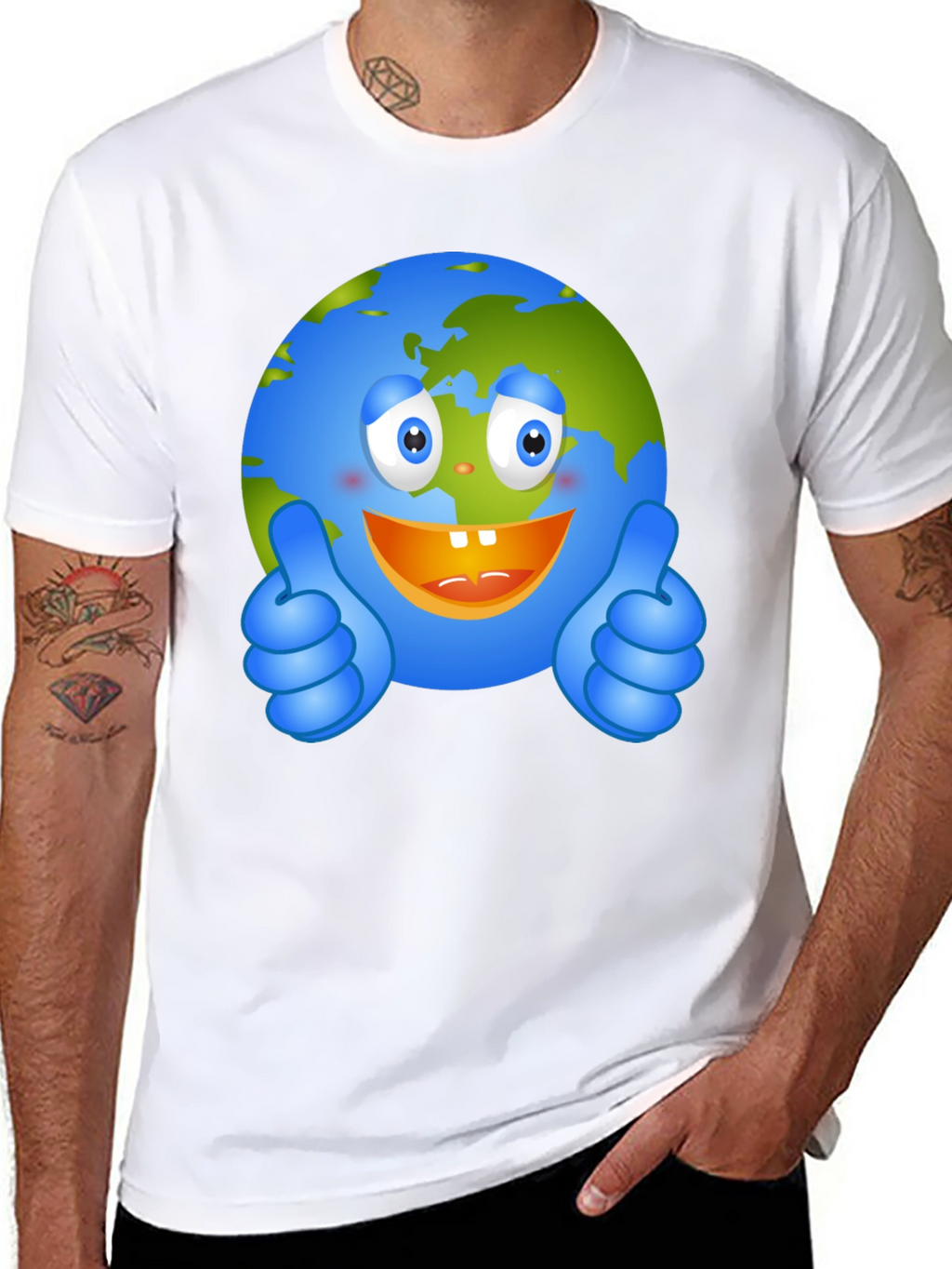 Happy Earth Graphic Tee - Black Crew Neck T-Shirt