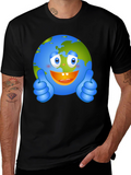 Happy Earth Graphic Tee - Black Crew Neck T-Shirt