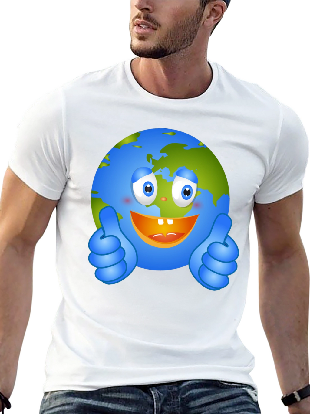 Happy Earth Graphic Tee - Black Crew Neck T-Shirt