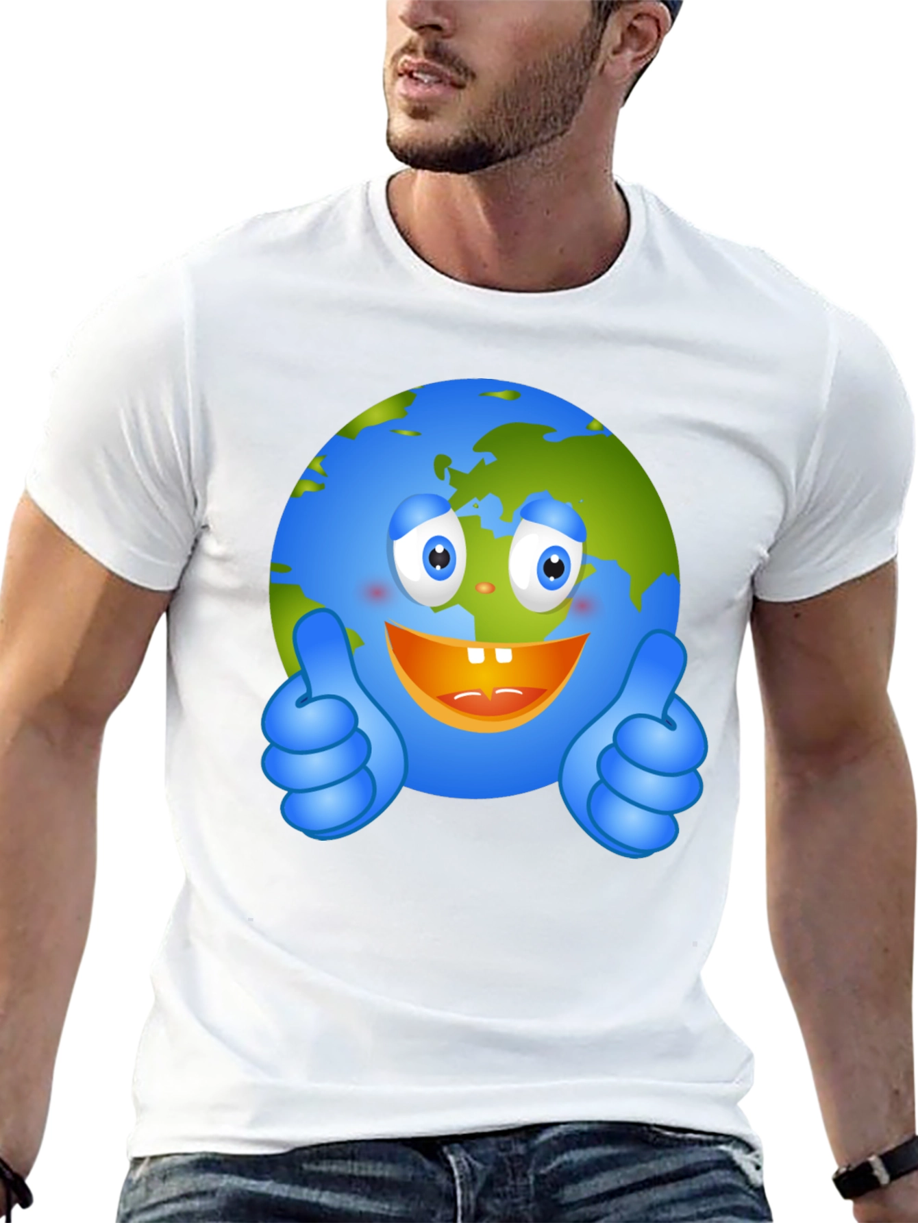 Happy Earth Graphic Tee - Black Crew Neck T-Shirt