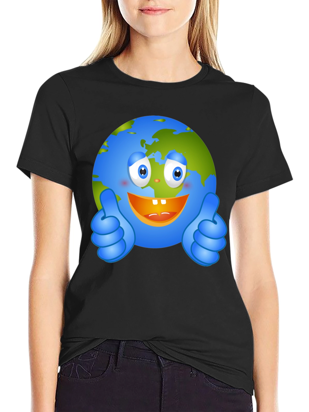 Happy Earth Graphic Tee - Black Crew Neck T-Shirt