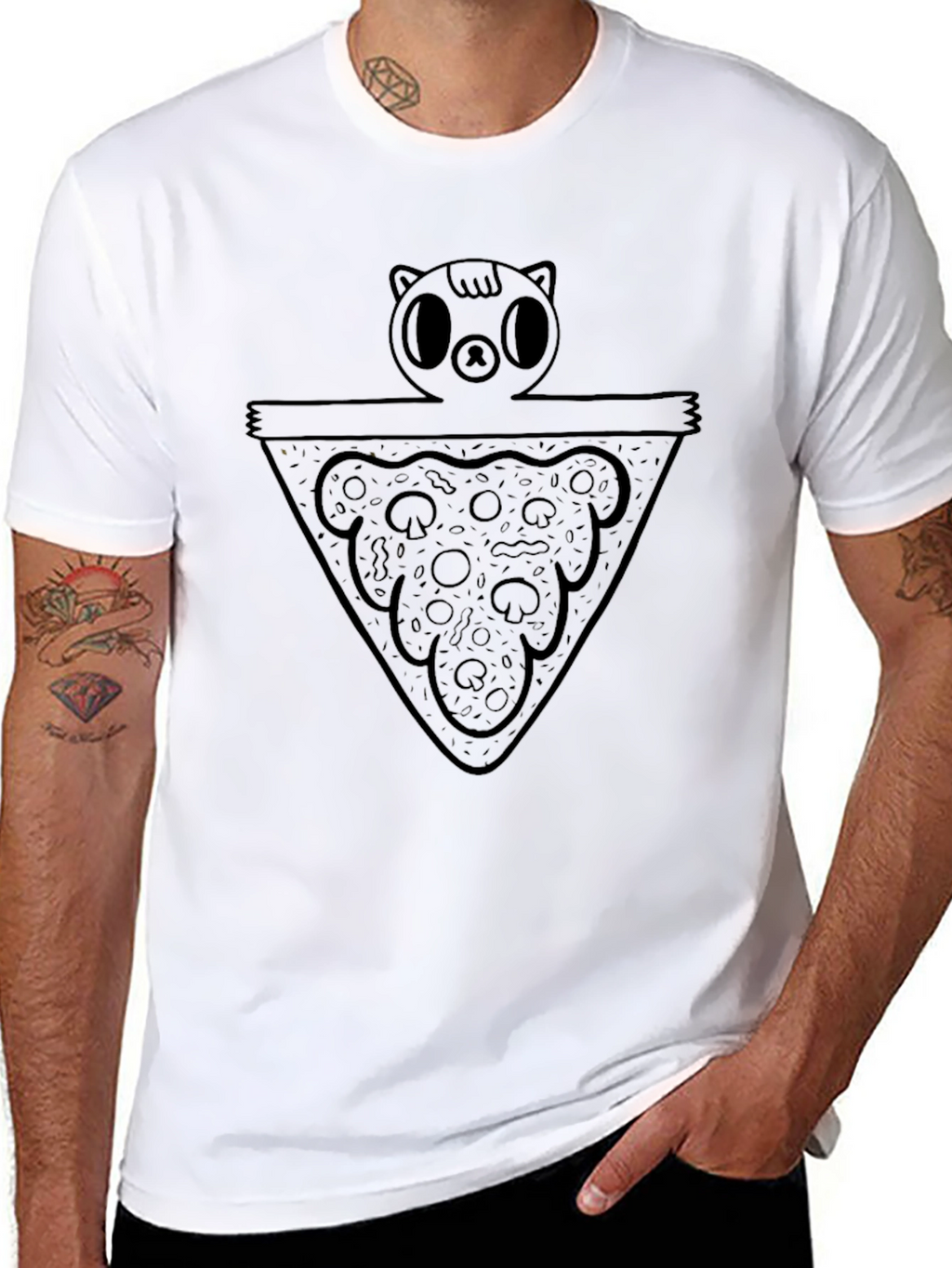 Pizza Cat Graphic Black Tee
