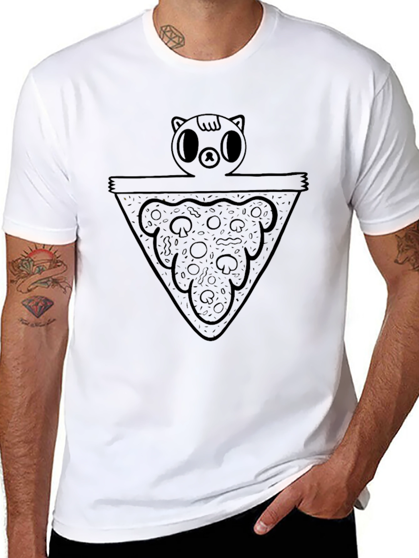 Pizza Cat Graphic Black Tee