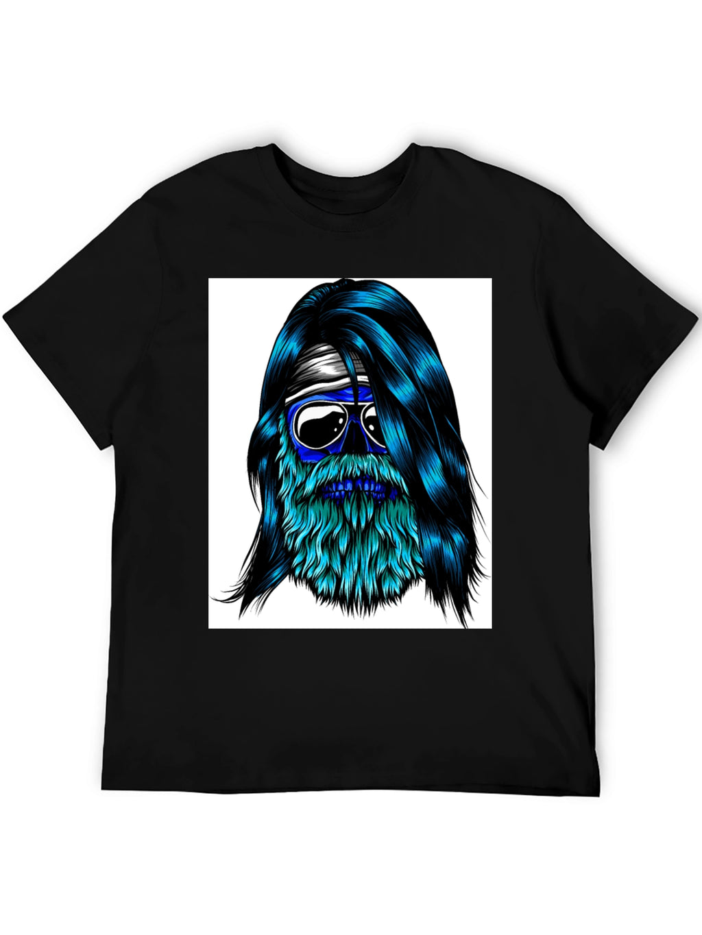 Cool Blue Bearded Skull T-Shirt