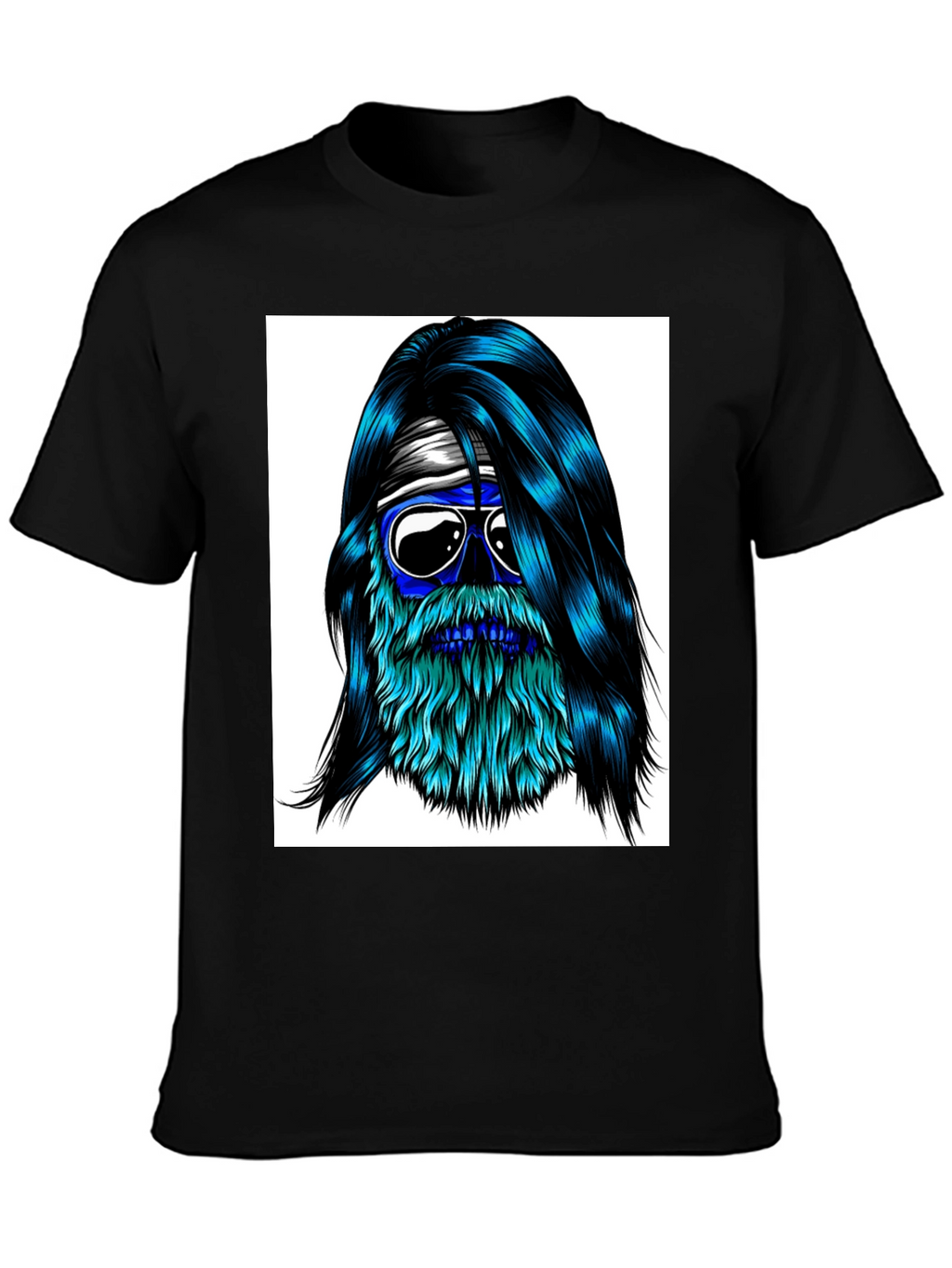 Cool Blue Bearded Skull T-Shirt