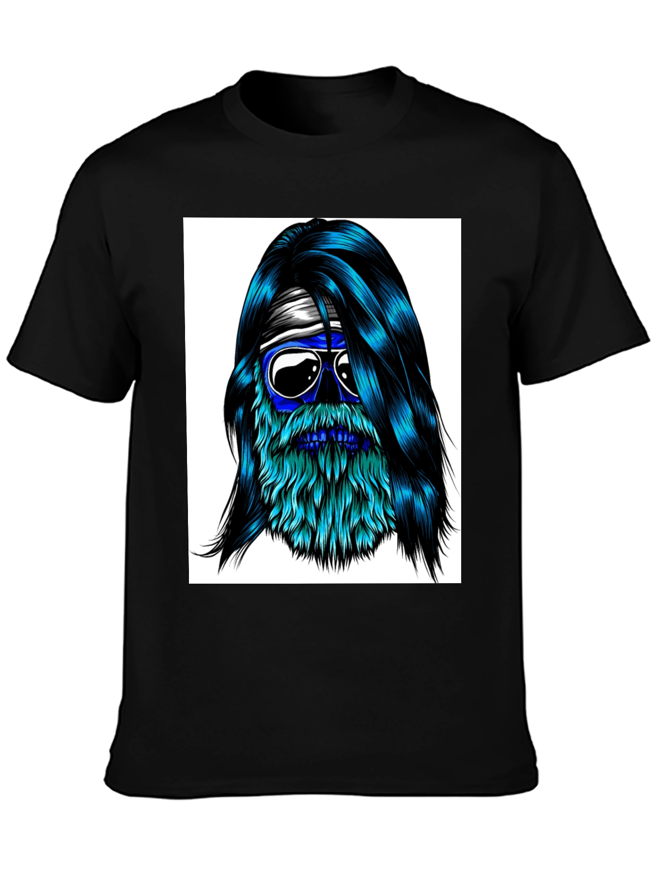 Cool Blue Bearded Skull T-Shirt