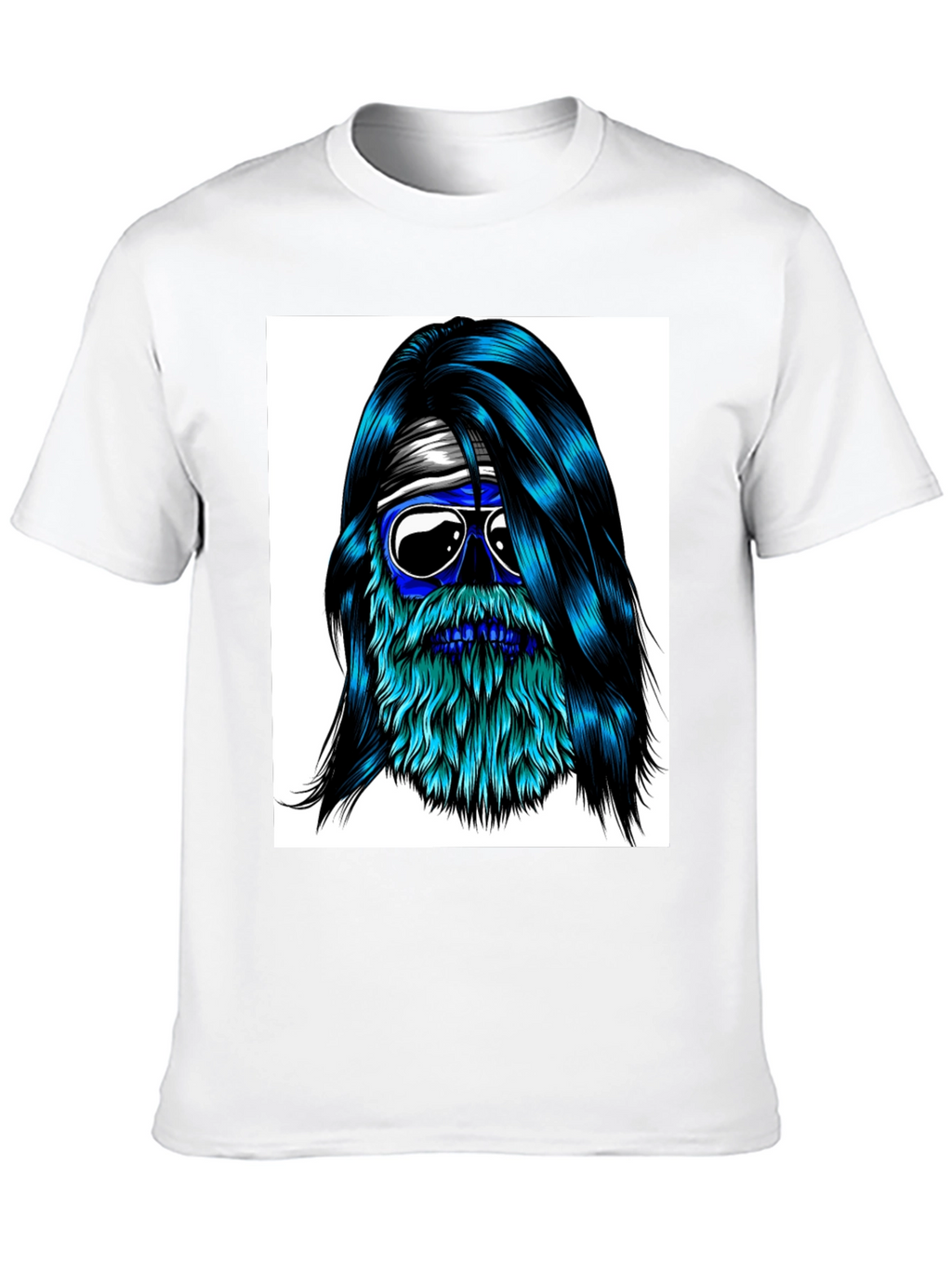 Cool Blue Bearded Skull T-Shirt