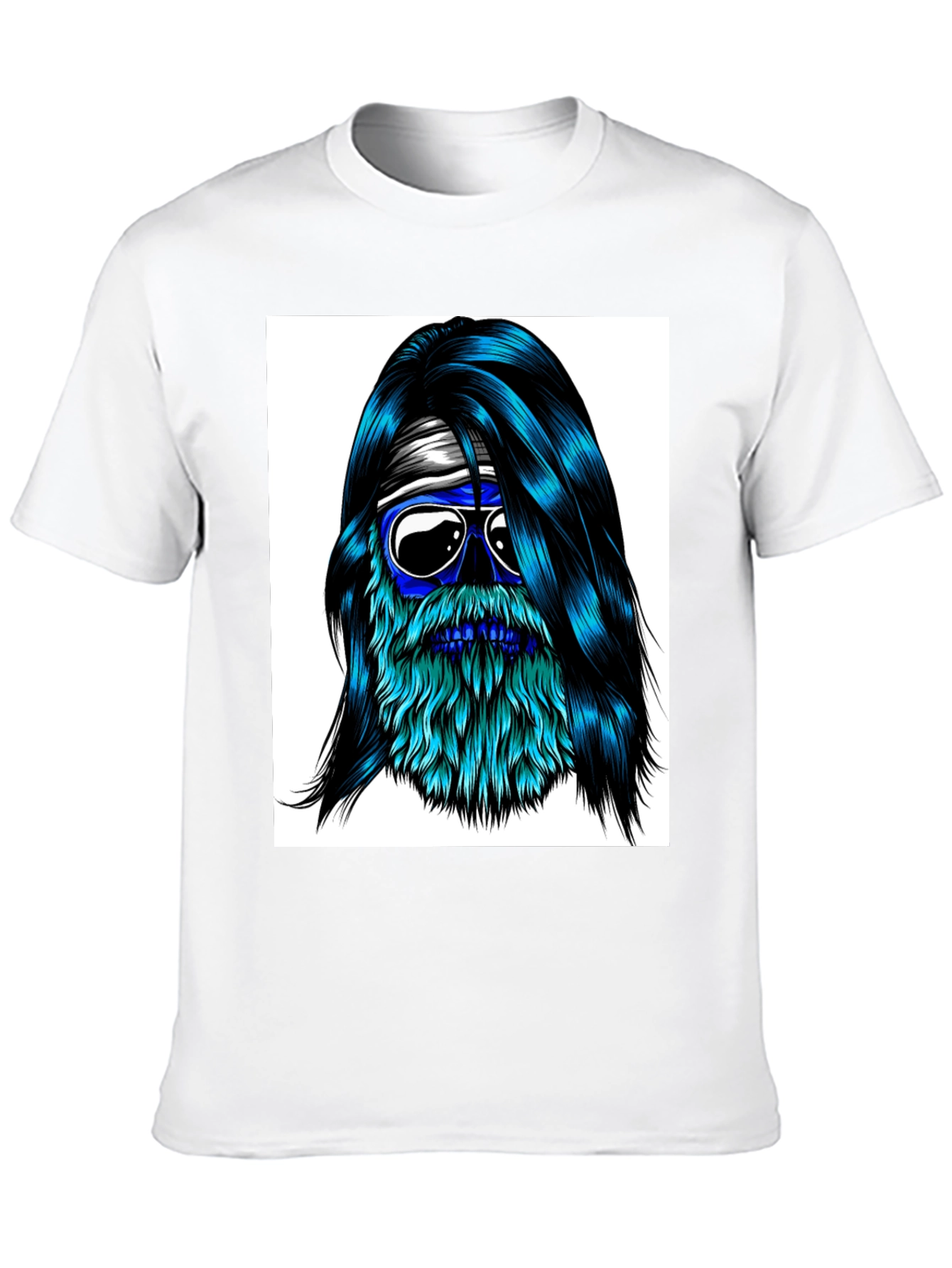 Cool Blue Bearded Skull T-Shirt