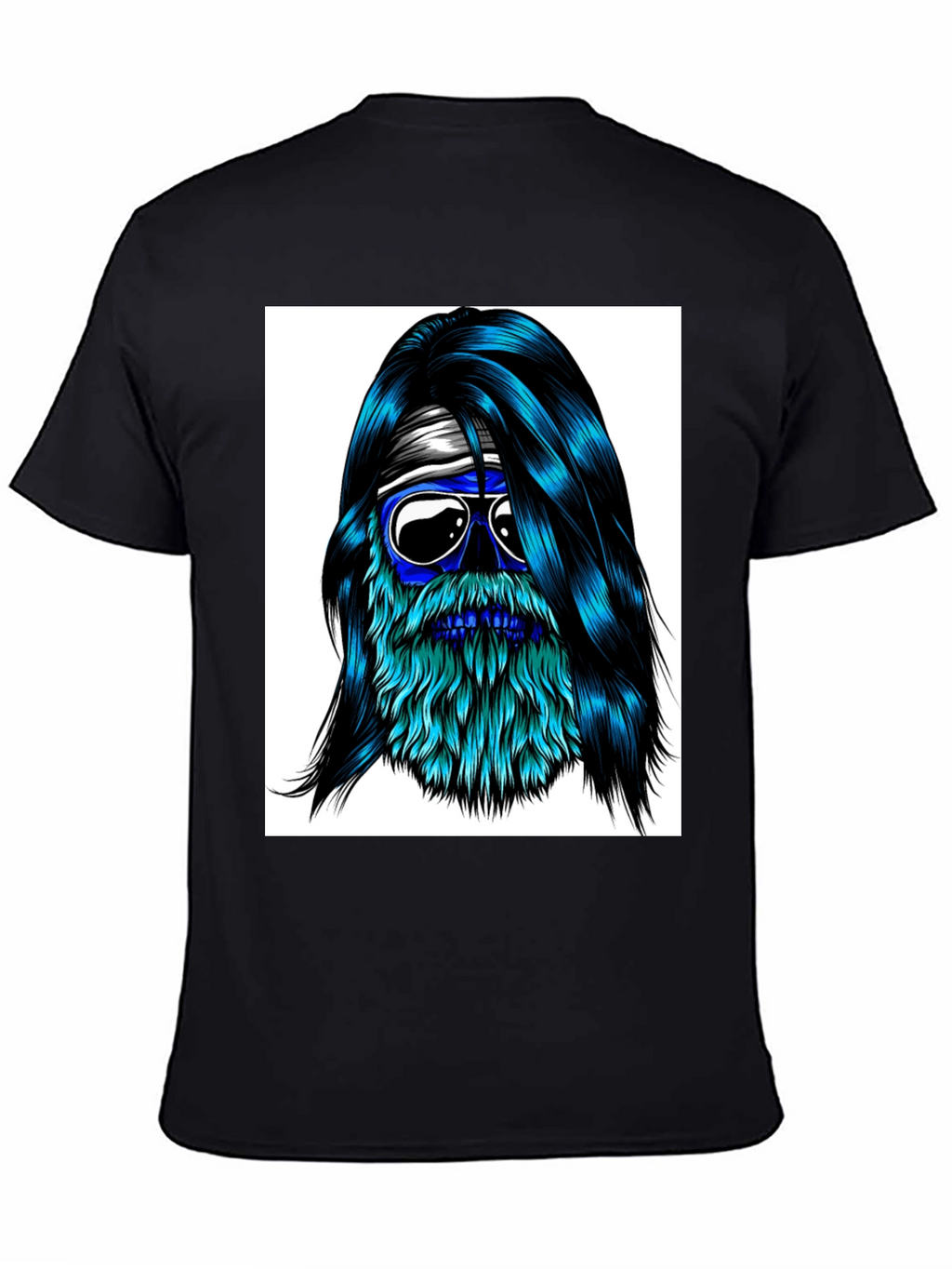 Cool Blue Bearded Skull T-Shirt