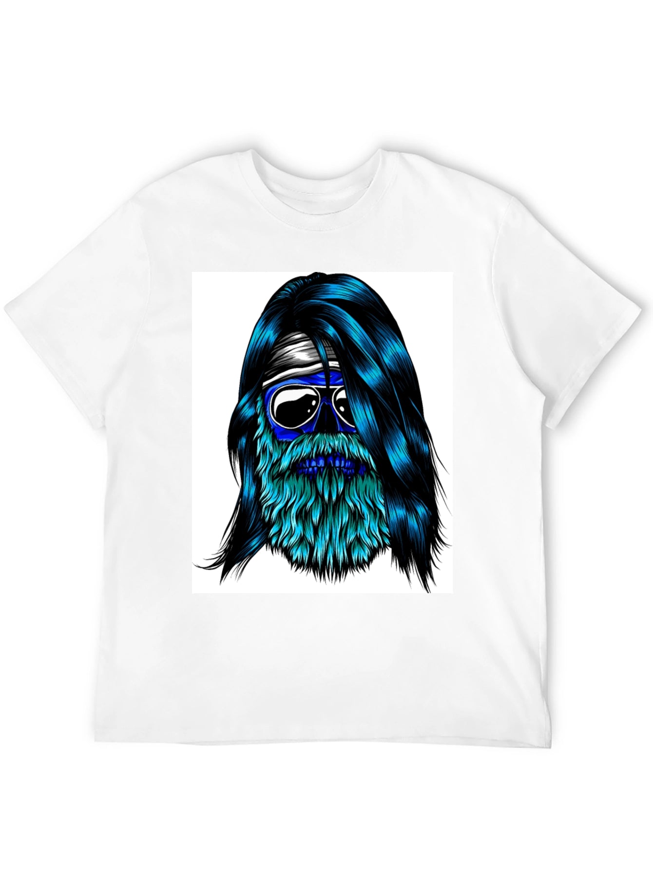 Cool Blue Bearded Skull T-Shirt