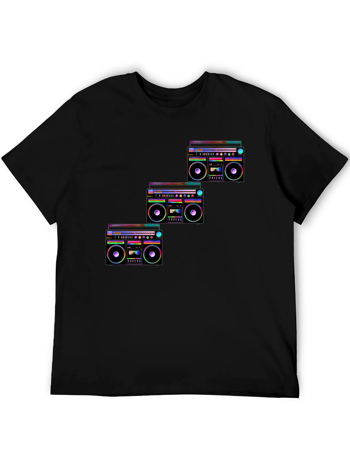 Retro Boombox Graphic T-Shirt - Black