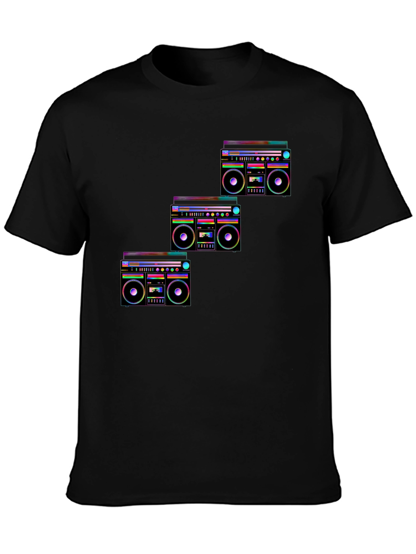 Retro Boombox Graphic T-Shirt - Black