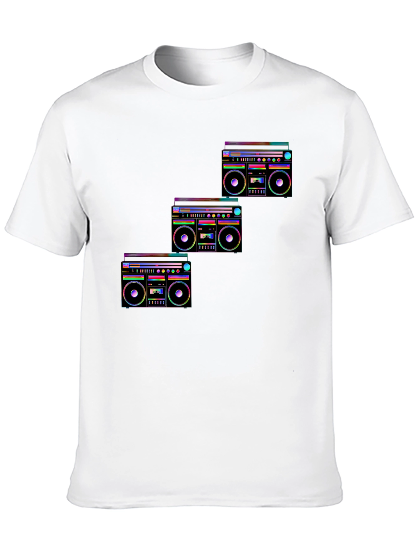 Retro Boombox Graphic T-Shirt - Black