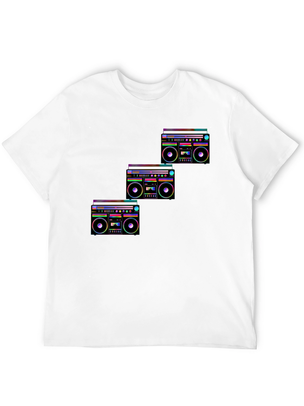 Retro Boombox Graphic T-Shirt - Black