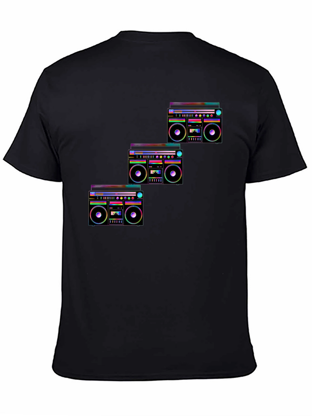 Retro Boombox Graphic T-Shirt - Black