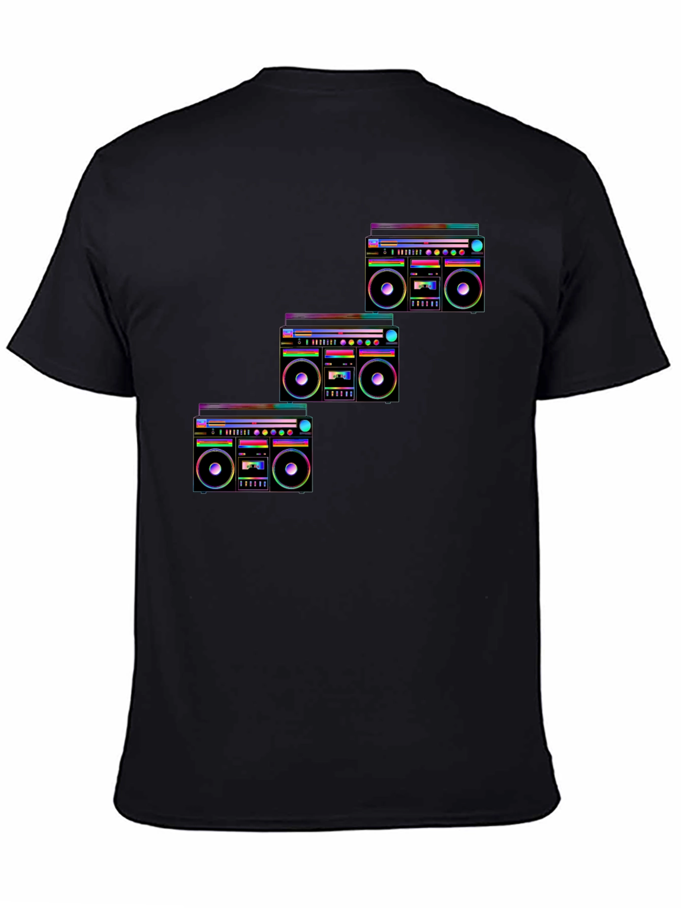 Retro Boombox Graphic T-Shirt - Black