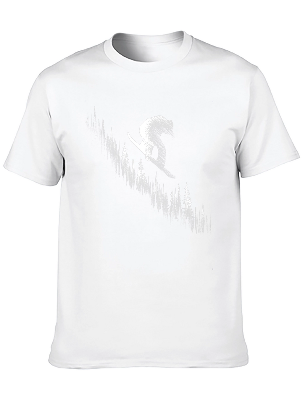 Skier Forest Graphic Tee - Black Cotton T-Shirt