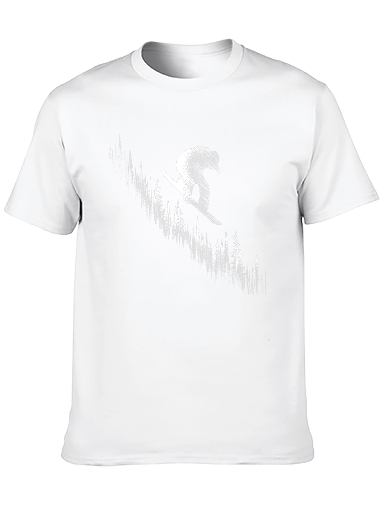 Skier Forest Graphic Tee - Black Cotton T-Shirt