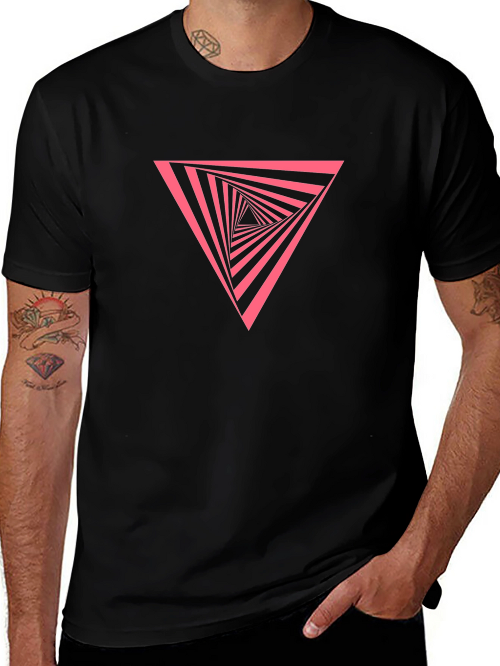 Geometric Triangle Graphic Tee - Modern Style