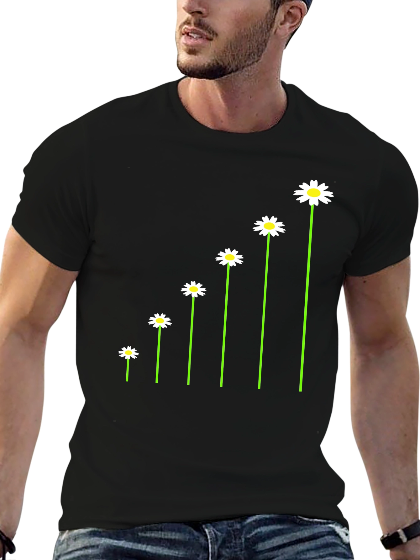 Daisy Ascent Tee - Black Casual Graphic T-Shirt