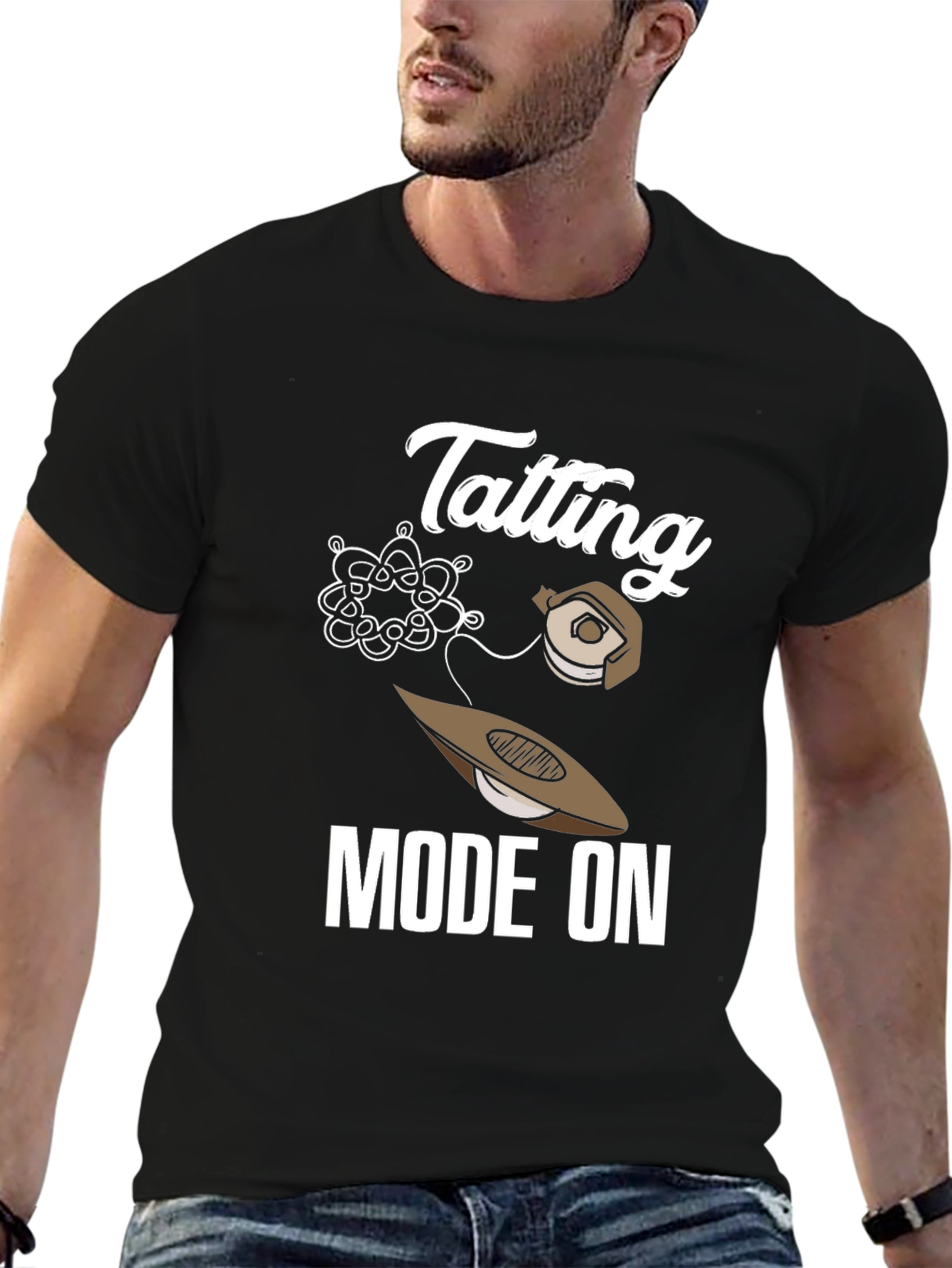Tatting Mode On Graphic Tee - Crafting Apparel